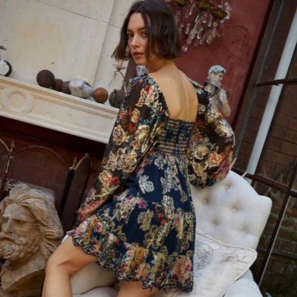 Hemant & Nandita's Rafa Chiffon Mini Long Sleeve Dress - Picture 5 of 11